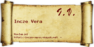 Incze Vera névjegykártya